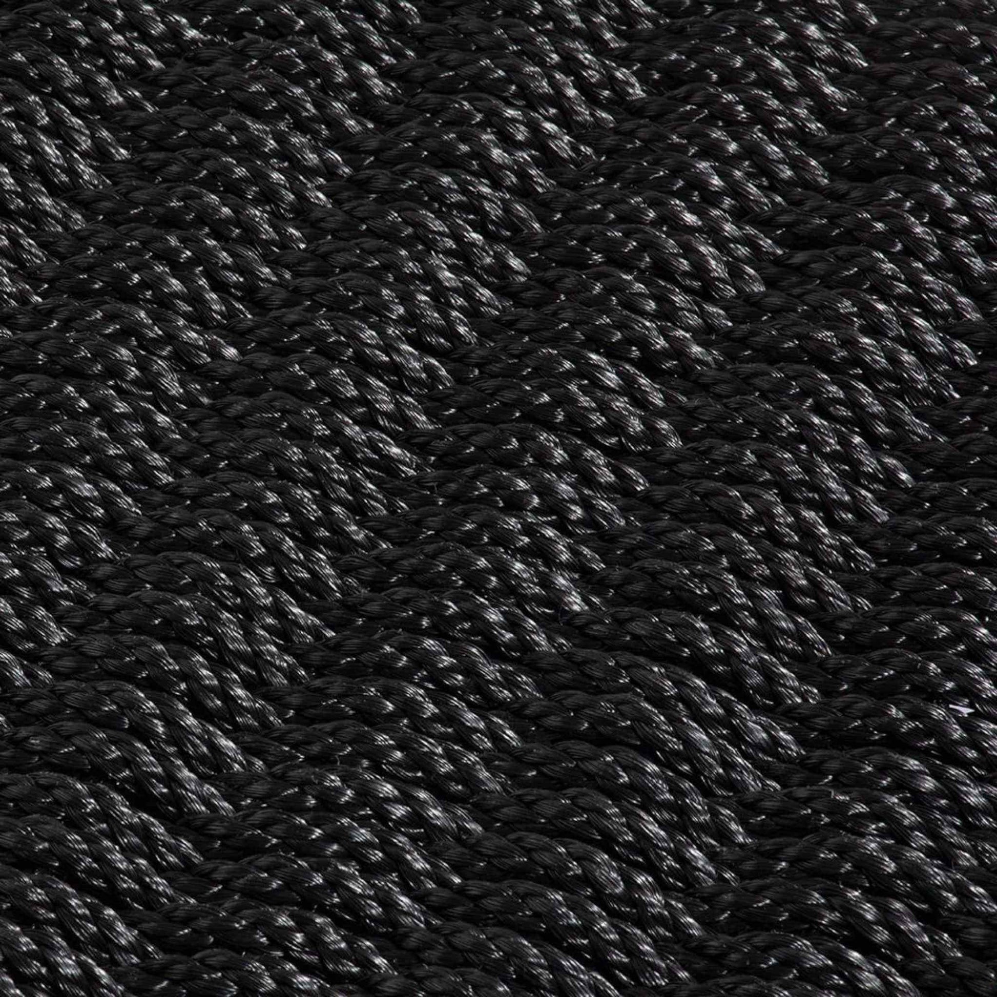 Detailed close‑up of twisted rope pattern on charcoal polypropylene doormat with woven ridges.