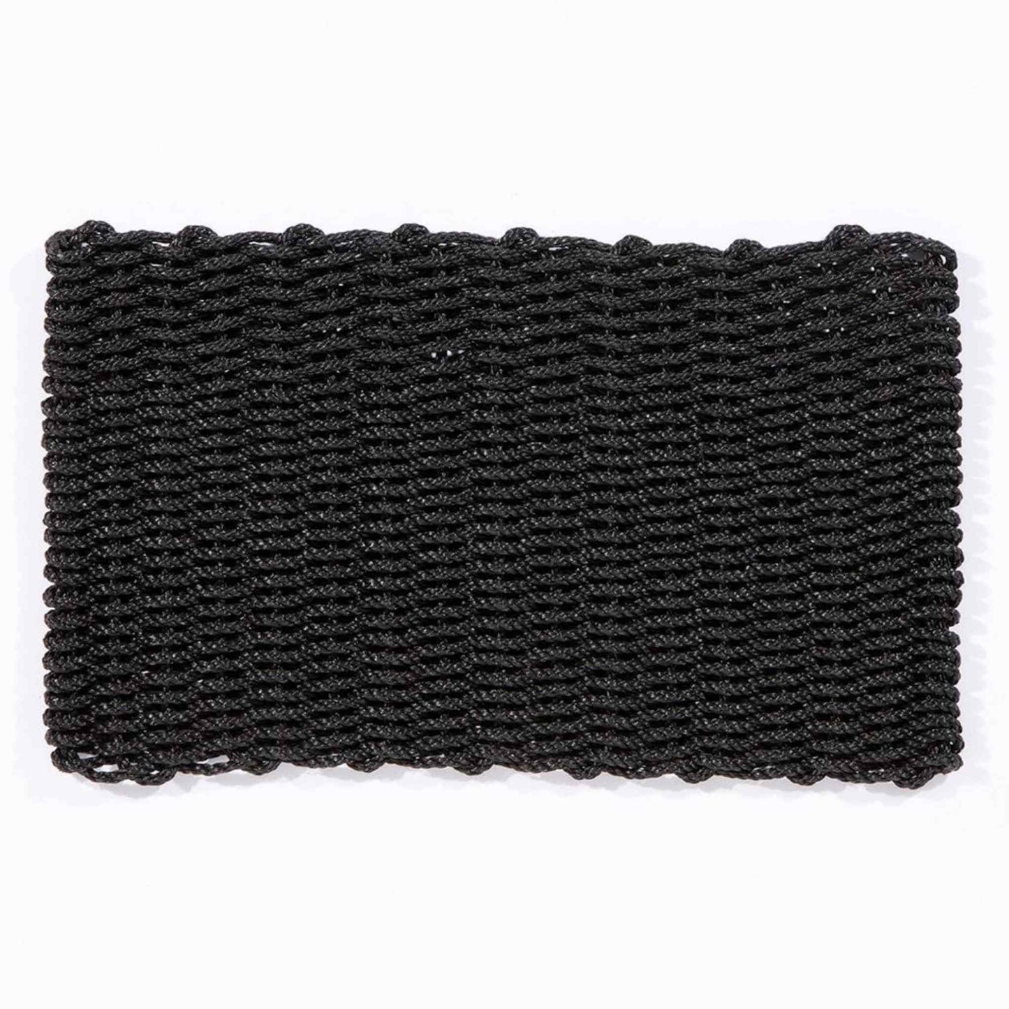 Full view of a rectangular charcoal polypropylene doormat laid flat on a white background.