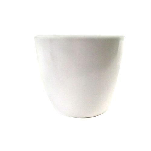 White plastic pot alone, showing smooth curved finish.